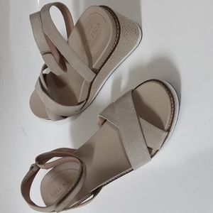 Cole Hann cloudfeel  leather suede espadrille wedge sandals women size 11B